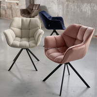 Chaises modernes de salle à manger de tissu de velours de salon avec la finition à haute densité de revêtement de poudre de sable noir de jambes de chaise de cadre en métal de mousse