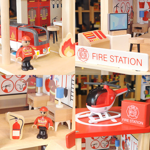 Set di Giocattoli Educativi in Legno per Bambini, Stazione di Polizia e <span class=keywords><strong>Vigili</strong></span> del Fuoco, Gioco di Ruolo Montessori per Bambini e Prescolare - Product Image 2