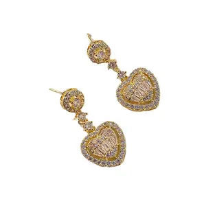 18k Gold plattiert Liebe herzförmig feine Damen-Schmuck Braut Hochzeit Geschenke Luxus guter Designer Boho-Ohrringe