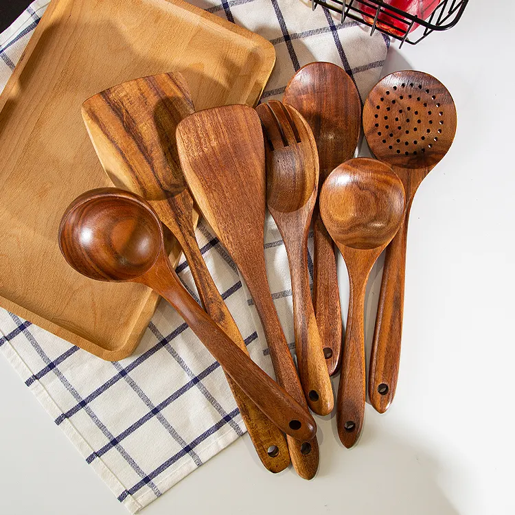 Gloway 7Pcs High Quality Home Kitchen Utensils and House Hold Appliances Wooden Cooking Utensils Set