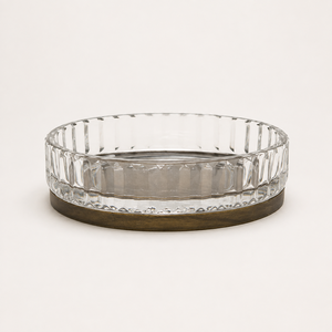 Juego de Vasos de Vidrio Transparente Acanalado de Primera Calidad con Detalles de Madera, Dispensador de Loción de 6 Piezas, Vaso, Jabonera, Tarro para Toallitas, Portacepillos de Dientes, Bandeja - Product Image 4