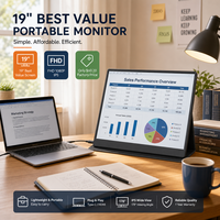 Moniteur portable OEM d'usine 19 pouces FHD 1080P IPS USB-C 60Hz avec support intégré – Meilleur rapport qualité-prix, grand écran pour ordinateur portable, jeux et bureau