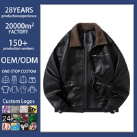 Jaket Kulit PU Gaya Pria Tangguh Model Lapel untuk Musim Gugur/Dingin, Ukuran Besar, Model Baru, OEM/ODM