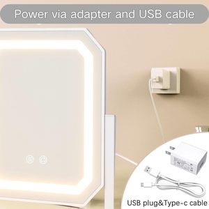 Espejo de Maquillaje LED Moderno <span class=keywords><strong>con</strong></span> Control Táctil, 3 Modos de Iluminación y Lupa Desmontable de 5x para Uso en Casa, Salón o Escritorio - Product Image 4