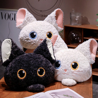 Coussin et couverture 2-en-1 Devon Rex Black Cat, jouets en peluche moelleux et chauds avec rembourrage en coton PP, Animal Crossing