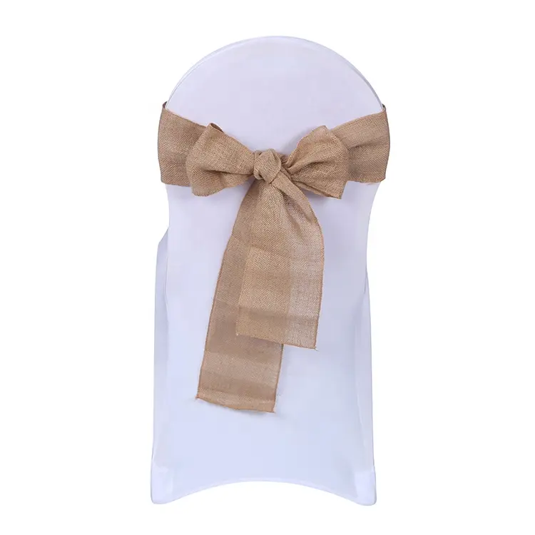 new design rustic natural burlap chair sash bows for wedding party events decoration