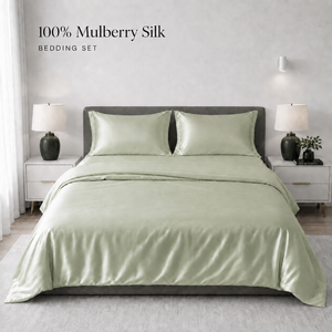 Parure de <span class=keywords><strong>lit</strong></span> de luxe en soie chinoise avec housse de <span class=keywords><strong>couette</strong></span>, taie d'oreiller et drap-housse, tailles Queen et King - Product Image 3