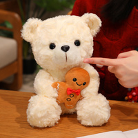 Vente flash - Ours en peluche de Noël réaliste avec chapeau de Noël, jouet en peluche doux, ODM pour enfants, cadeau de Noël, fabrication sur mesure