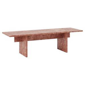 Ensemble de table basse moderne de luxe en marbre Mobilier de salon Table Table basse Banc fabriqué à la main en <span class=keywords><strong>travertin</strong></span> <span class=keywords><strong>rouge</strong></span> aiguisé - Product Image 1
