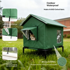 Nichoir d'hiver surélevé et imperméable pour chats d'extérieur, abri isolé pour chats errants, cabane résistante aux intempéries pour chatons errants par temps froid et neigeux - Product Image 2