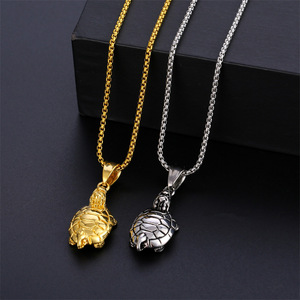 Collier pendentif tortue animal coulé vintage Collier acier titane Bijoux mode Collier unisexe acier inoxydable - Product Image 3