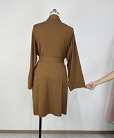 Peignoirs en modal extensible et doux à manches longues et col en V, 230 g/m², couleur unie, style kimono, confortables, respirants, courts, pour femmes, pour l'hiver