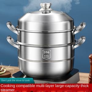 316 Thickened Stainless Steel 4-Layer Induction Cooker Applicable Heated Combination Cover Steamer <strong>Pot</strong> Steaming Lattice for <strong>Fish</strong> - Product Image 5