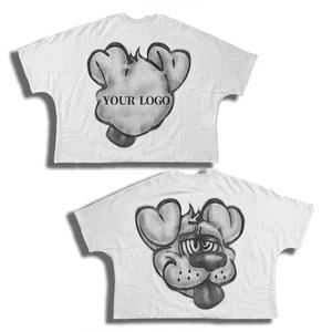 Camiseta personalizada de fábrica de alta calidad de peso pesado Street Hipster Drop Shoulder camiseta serigrafiada 100% algodón Unisex recortada camisetas - Product Image 4