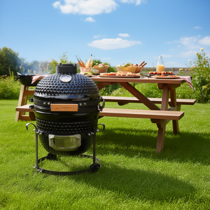 Barbecue rond en céramique Db 13 pouces, hauteur réglable, sans fumée, pour cuisine, fête, usage domestique et commercial, noir - Product Image 2