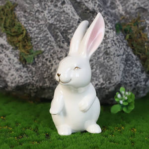 تمثال على شكل أرنب من البورسلين, تمثال على شكل أرنب من البورسلين لموسم ربيع عيد الفصح ، ديكور للمنزل ، ديكور داخلي صغير من السيراميك والأرنب الأبيض - Product Image 5