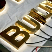 Enseigne publicitaire commerciale DakeSign Factory OEM personnalisée en métal électroplaqué 3D avec logo LED éclairé IP65 pour magasin de détail