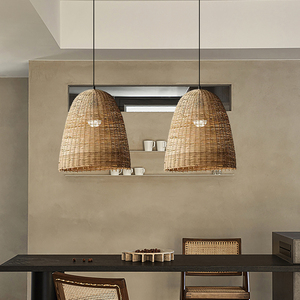 Lustre en rotin E27, lumière Led ronde à tête unique, pour salon, chambre à coucher, salon de thé, luminaire de Style Zen - Product Image 2