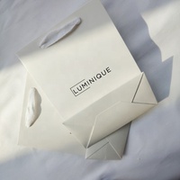 Sac cadeau personnalisé en papier couché recyclable avec poignée de luxe, logos imprimés, pour bougies et emballages artisanaux