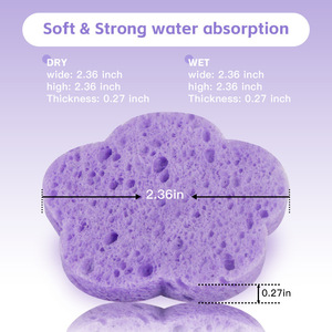 Nén Giá Rẻ Giá Hoa Tự Nhiên Hình Dạng Khuôn Mặt Làm Sạch Miếng Bọt Biển Mở Rộng <span class=keywords><strong>Cellulose</strong></span> Tẩy Tế Bào Chết Tái Sử Dụng Phân Hủy Sinh Học Bọt Biển - Product Image 2