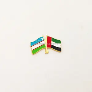 定制雕刻珐琅UAE & Uzbekistan友谊国旗徽章