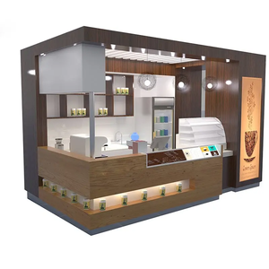 Quiosco de Café Portátil de Madera Funroad para Interiores y Exteriores, Exhibidor de Bebidas Móvil para Centros Comerciales y Tiendas en Interiores y Exteriores - Product Image 3