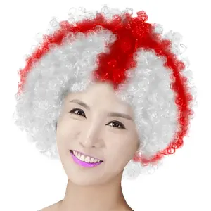 EM 2024 England National Flag Colors wig British supporter Synthetic Afro Wigs