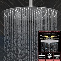 HOMEDEC Système de douche complet 16 pouces, Pommeau mural 6 pouces, Robinet de douche 4 voies, Jets de douche à main 2 fonctions, Nickel brossé, Chine