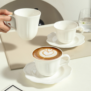 French Style Modern Minimalist Elegant Petal Porcelain Eco-Friendly Dishwasher Safe Mug Cappuccino Latte Coffee <b>Cup</b> <b>Saucer</b> - Product Image 6