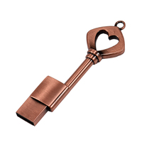 GJUS33-unidad Flash USB 128 con forma de corazón de bronce, Pendrive de Metal de 2,0 gb, 64GB, 32GB, 16GB, 8GB