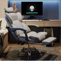 Chaise de jeu ergonomique en cuir avec repose-pieds, massage, dossier haut pivotant pour bureau à domicile et salle de jeux