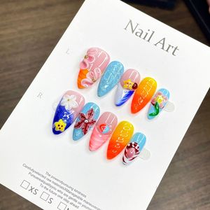 <span class=keywords><strong>Uñas</strong></span> Postizas Francesas Hechas a Mano en 3D, Forma de Almendra, Acrílicas, Reutilizables, Venta al Por Mayor - Product Image 2