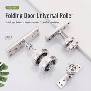 <b>Sliding</b> Door Roller Universal Folding Hanging Silent Nylon Wheels Stainless Steel for Bedroom Kitchen Partition Door Hardware - Product Image 2