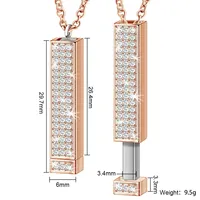 Kalung liontin Bar 3D nama dapat disesuaikan dengan batang yang dapat ditarik zirkon emas mawar rantai kotak kuningan hadiah pernikahan pertunangan untuk ibu
