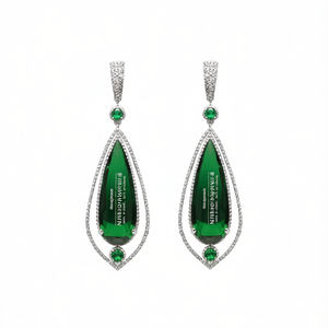 Pendientes de Gota de Esmeralda Mindmore para Mujer, Corte de Pera, Chapados en Rodio, Aleación, Joyería Clásica de Moda para Fiesta - Product Image 1