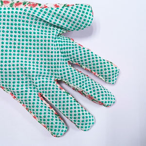 Guantes de jardín de algodón para mujer, guantes de jardinería duraderos para mujer con puntos de PVC, guantes de jardinería florales brillantes para mujer - Product Image 4