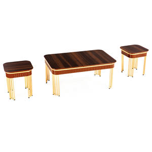 Juego de Mesa de Centro Bahar con Tapa de Madera y Estructura Metálica, Muebles Modernos de Estilo Antiguo para Sala de Estar, Decoración Duradera para el Hogar, Turquía Rosse - Product Image 2