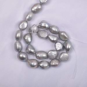 Perles d'eau douce naturelles de forme baroque, faites à la main, pour bricolage, 4-11 mm, brillantes des deux côtés, grises, perles en vrac pour boucles d'oreilles et colliers - Product Image 3