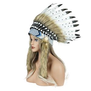 印度羽毛头饰服装，适合舞台表演、拍照、剧院舞蹈 - 男女通用，成人，耐用，轻便，有现货 - Product Image 6