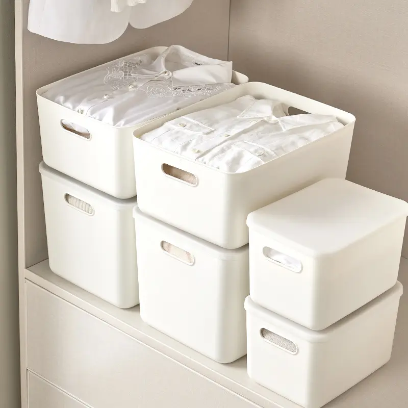 White Plastic Organizer Box Organizer Storage Boxes Storage Boxes& Bins Storage Container with Handle