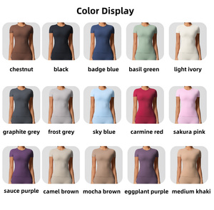 Vêtements de sport avec logo personnalisé, hauts de fitness de haute qualité, <span class=keywords><strong>t</strong></span>-shirts à col rond à manches courtes, <span class=keywords><strong>t</strong></span>-shirts de compression ajustés, <span class=keywords><strong>t</strong></span>-shirts pour femmes - Product Image 5