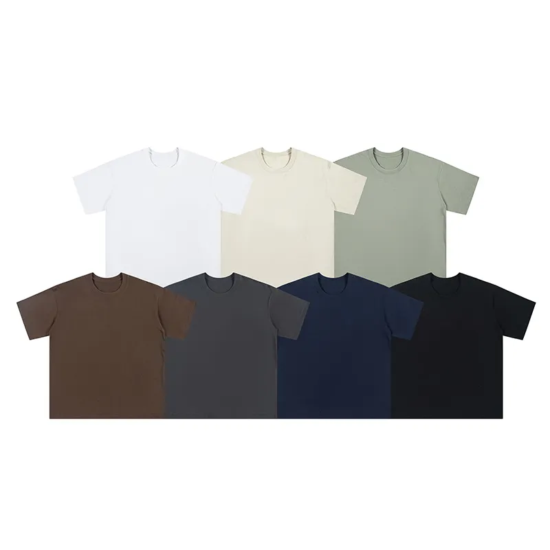 헤비급 티셔츠 퍼프 프린트 280g 면 남여 공용 특대 맞춤 t 셔츠 자신의 브랜드 남성 티셔츠 단색 도매