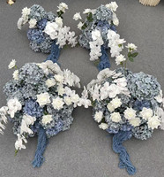 Boule de fleurs artificielle en soie bleu brume PPS en promotion pour la décoration de centre de table d'événements et de mariages