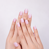 32 pièces Ongles à presser en ABS, rose laiteux transparent, forme carrée-ovale courte, brillants, flexibles, couvrance totale, vente en gros