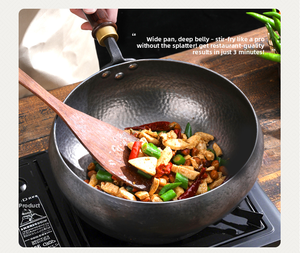 Wok en fonte Zhangqiu non revêtu, antiadhésif, résistant à la rouille, sans PFAS et sans fumée, ustensiles de cuisine en fonte, fournitures pour hôtels et motels - Product Image 3
