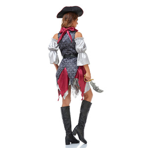 Disfraz de Pirata del Caribe para Mujer con Sombrero, Bufanda, Chaleco, Cinturón y Cuchillo, Disfraz Sexy de Halloween para Adultos - Product Image 4