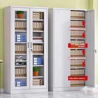 Armoire de bureau moderne minimaliste en acier avec porte en verre transparent, tiroirs verrouillables, casier de rangement pour documents de petite taille