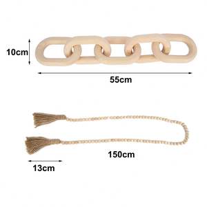 Cuentas redondas de guirnalda de cadena de madera decorativa para el hogar pulida de Color de madera natural de 5 eslabones - Product Image 3