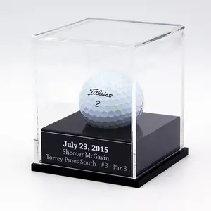 Custom Size Clear Acrylic Golf Ball Display Box With Black Base