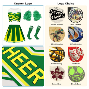 Uniformes de Porristas para Adultos y Niñas, Tallas Grandes, Color Verde y Negro, con Logotipo Personalizado OEM, Conjuntos de Vestidos y Faldas de Práctica, 100% Poliéster - Product Image 2